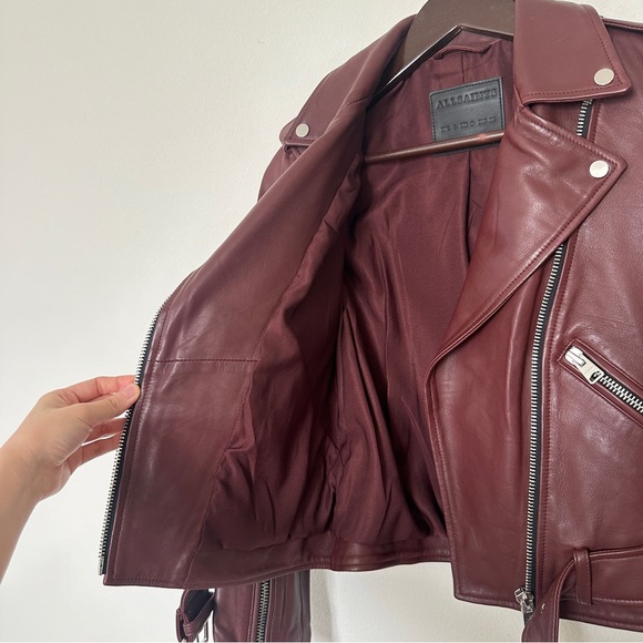 AllSaints Burgundy Lamb Leather Jacket – New Without Tags - Picture 6 of 8